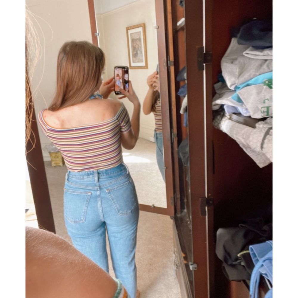 Multicolor Off the Shoulder Bodysuit - Picture 3 of 5